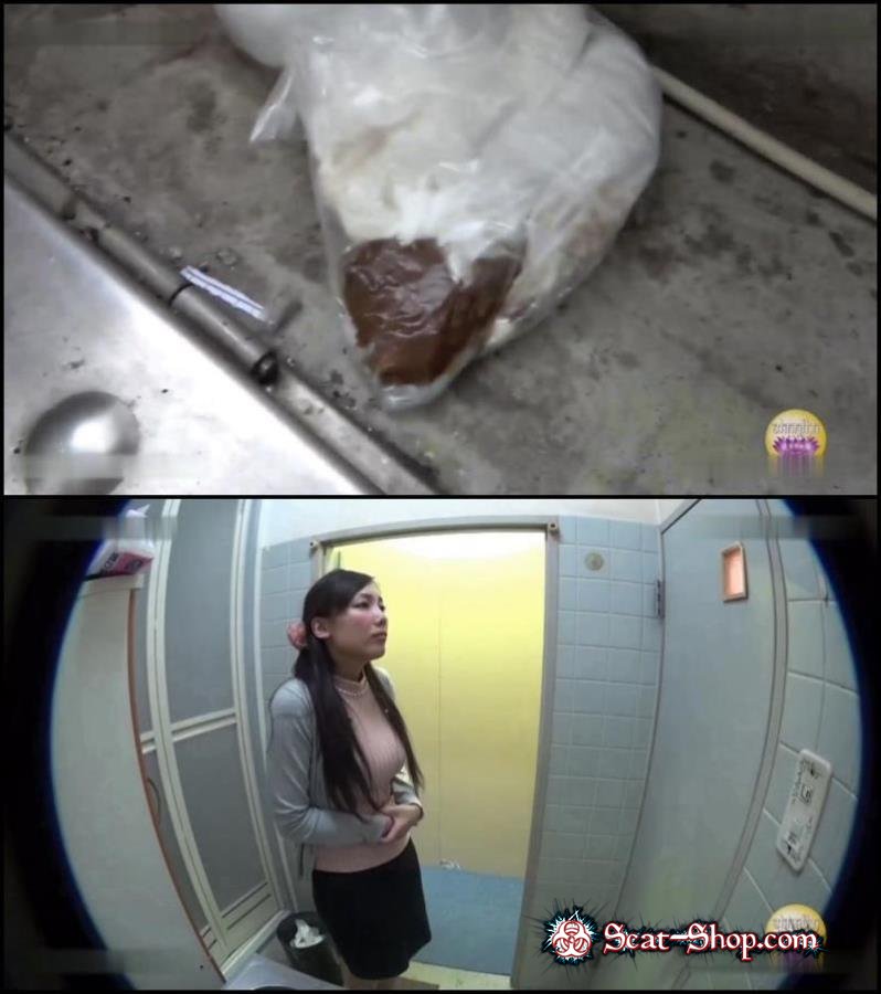 Blocked toilet girls accident defecates in public.   (Defecation, Amateur shitting) FullHD 1080p