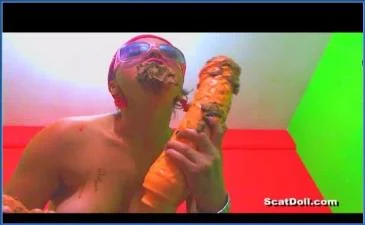 Eat Shit with Big Dildo- ScatDoll Copro Porn Video